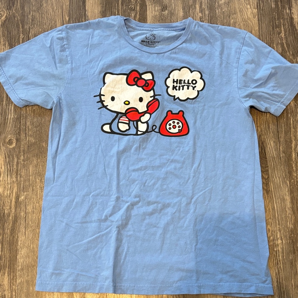 Hello Kitty Light Blue Kids T-Shirt with Red Accents